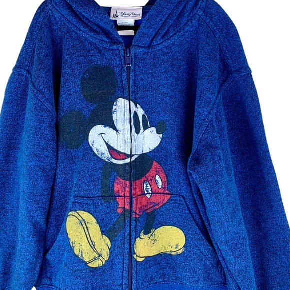 Disney Parks Disneyland Mickey Mouse Zip Hoodie Jacket Blue Vintage Wash Small - Picture 2 of 8
